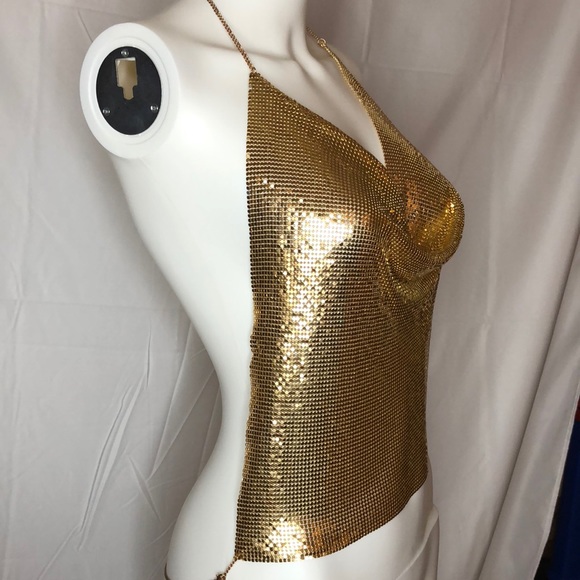 Sequin metal backless gold top - Picture 1 of 2